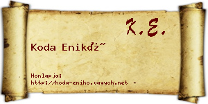 Koda Enikő névjegykártya