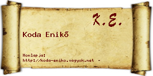 Koda Enikő névjegykártya